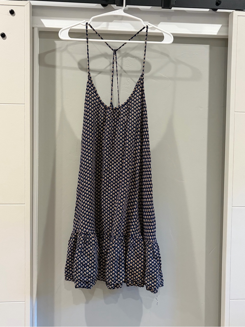 Navy Floral Print Spaghetti-Strap Sundress